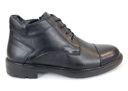 Мъжки боти Notte Urbano – естествена кожа напа и флотер, термо ходило, връзки и цип, черни