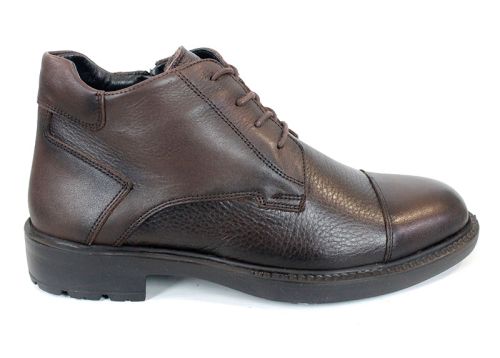 Мъжки боти Notte Urbano – кафява естествена кожа напа и флотер, топъл хастар и цип