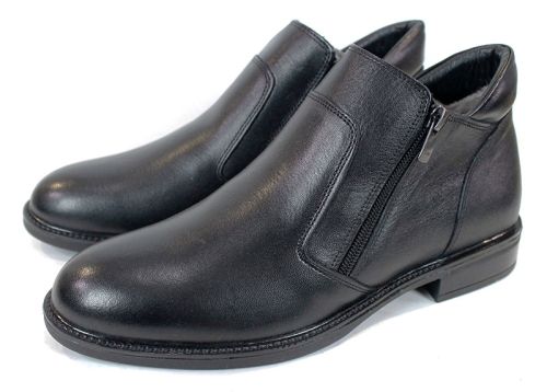 Мъжки официални боти Linea Doppio – естествена кожа, два ципа, топъл хастар