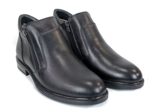 Мъжки официални боти Linea Doppio – естествена кожа, два ципа, топъл хастар