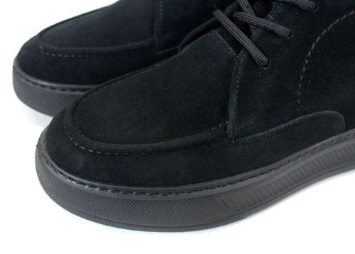 Мъжки боти Loftе Vento – естествен черен велур, цип и връзки, широк комфорт и топъл хастар
