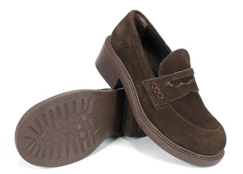 Дамски велурени лоуфъри в тъмно кафяво Eleganza Terra