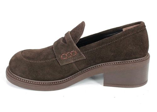 Дамски велурени лоуфъри в тъмно кафяво Eleganza Terra