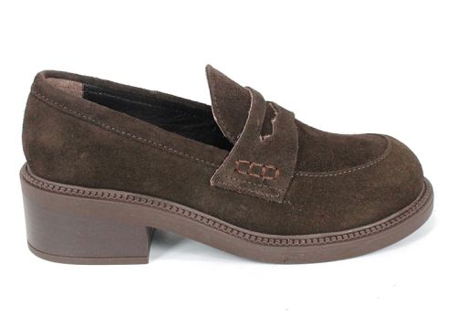 Дамски велурени лоуфъри в тъмно кафяво Eleganza Terra