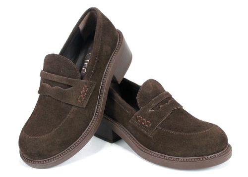 Дамски велурени лоуфъри в тъмно кафяво Eleganza Terra