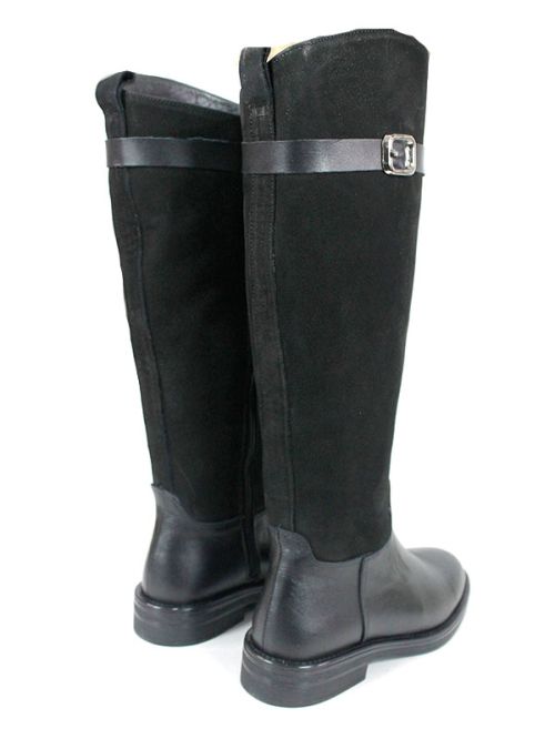 Дамски ботуши Milano Terra – естествена кожа и велур, черни