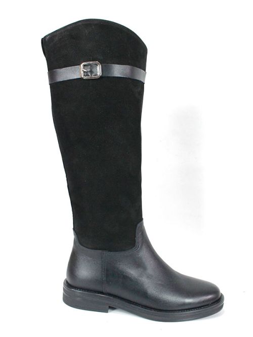 Дамски ботуши Milano Terra – естествена кожа и велур, черни