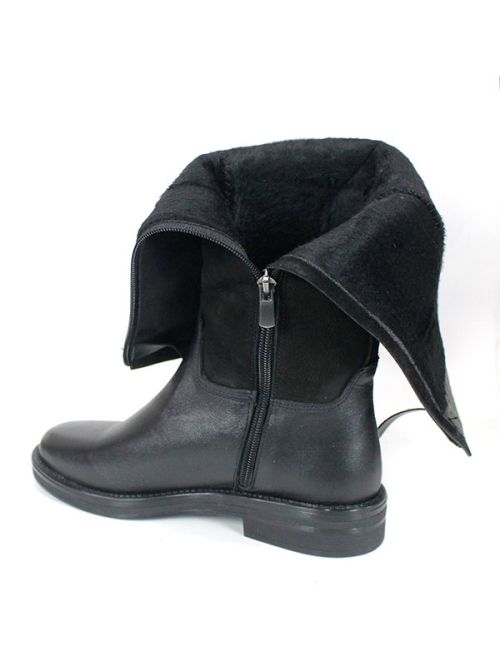 Дамски ботуши Milano Terra – естествена кожа и велур, черни