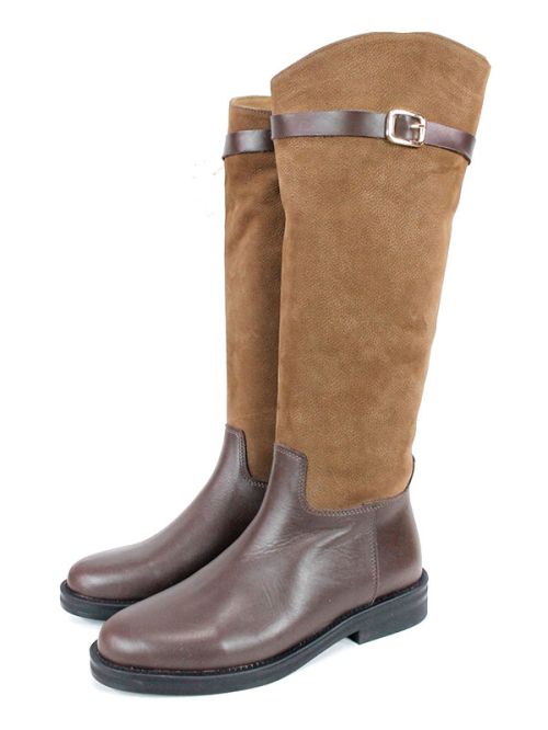 Milano Terra – дамски кожени ботуши в кафяво с велур и топла подплата