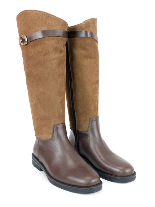 Milano Terra – дамски кожени ботуши в кафяво с велур и топла подплата