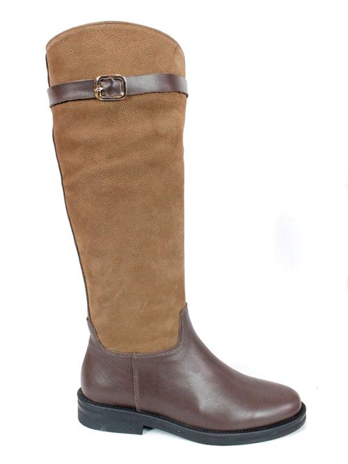 Milano Terra – дамски кожени ботуши в кафяво с велур и топла подплата