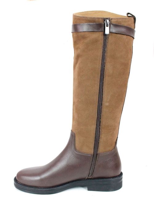 Milano Terra – дамски кожени ботуши в кафяво с велур и топла подплата