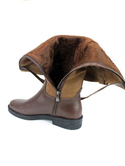 Milano Terra – дамски кожени ботуши в кафяво с велур и топла подплата