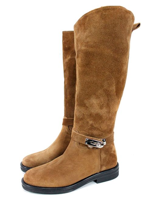 Дамски ботуши Veluto Aria – естествен велур, комфорт и топлина, цвят тютюн