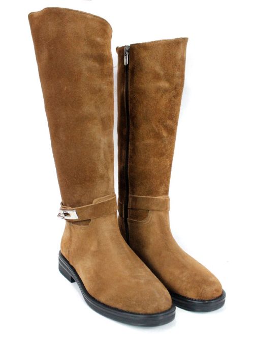 Дамски ботуши Veluto Aria – естествен велур, комфорт и топлина, цвят тютюн