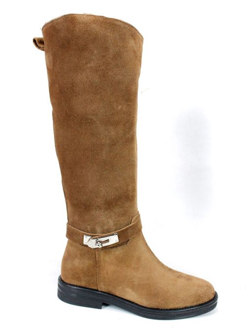 Дамски ботуши Veluto Aria – естествен велур, комфорт и топлина, цвят тютюн