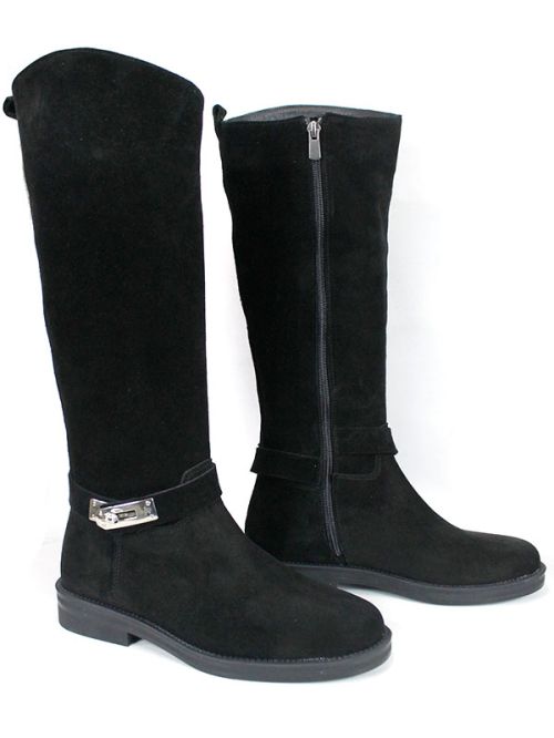 Veluto Aria – дамски ботуши от естествен велур с топла подплата, черни