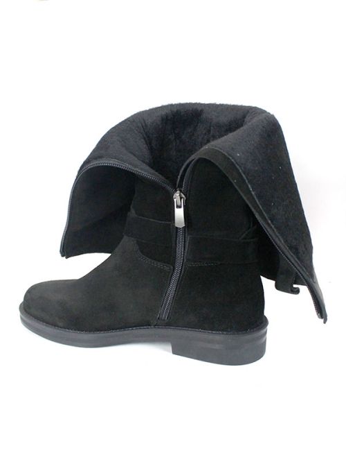 Veluto Aria – дамски ботуши от естествен велур с топла подплата, черни