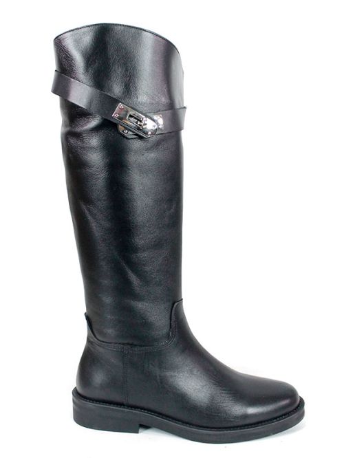 Milano Forte – дамски кожени ботуши с подвижен аксесоар, черни