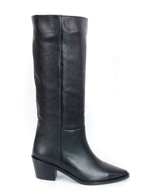 Arte Rodeo – дамски ботуши от естествена кожа в черно с каубойски стил и топла подплата