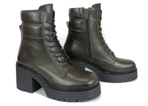 Дамски кубинки Bruna Forte – естествена кожа, тъмно зелени