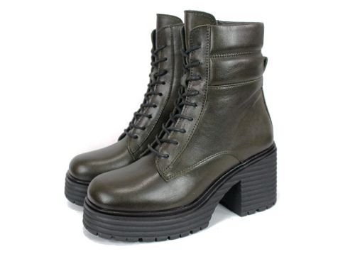 Дамски кубинки Bruna Forte – естествена кожа, тъмно зелени