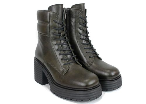 Дамски кубинки Bruna Forte – естествена кожа, тъмно зелени