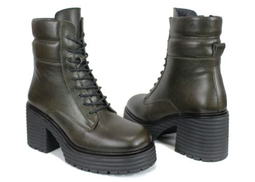 Дамски кубинки Bruna Forte – естествена кожа, тъмно зелени