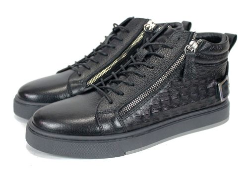 Modèlo Ferox – мъжки спортни боти от естествена кожа, черен цвят