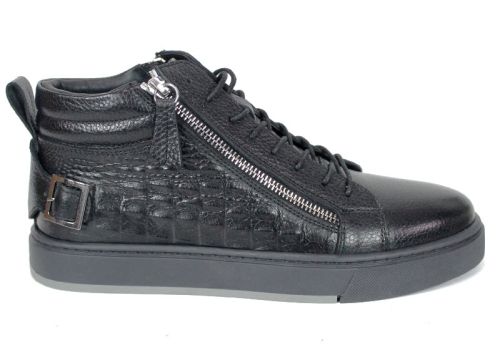 Modèlo Ferox – мъжки спортни боти от естествена кожа, черен цвят