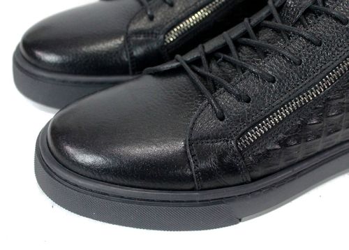 Modèlo Ferox – мъжки спортни боти от естествена кожа, черен цвят