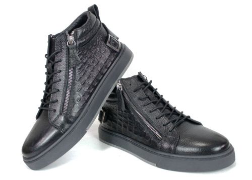 Modèlo Ferox – мъжки спортни боти от естествена кожа, черен цвят