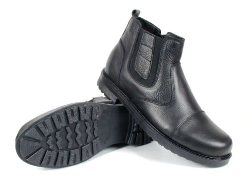Мъжки спортно-елегантни боти Forte Passo от черна естествена кожа с ластик, цип и топъл хастар