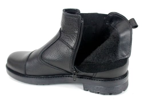 Мъжки спортно-елегантни боти Forte Passo от черна естествена кожа с ластик, цип и топъл хастар