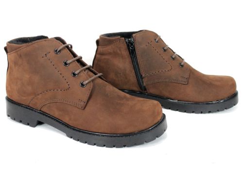 Дамски кларкове от естествена "крейзи" кожа в кафяво -  модел Vert Élégant