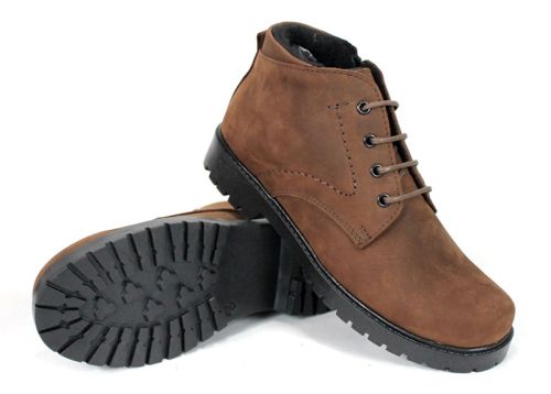 Дамски кларкове от естествена "крейзи" кожа в кафяво -  модел Vert Élégant