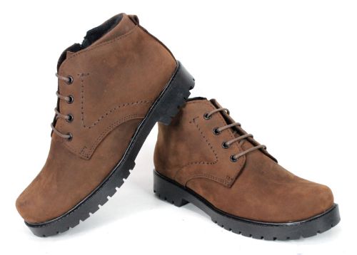 Дамски кларкове от естествена "крейзи" кожа в кафяво -  модел Vert Élégant