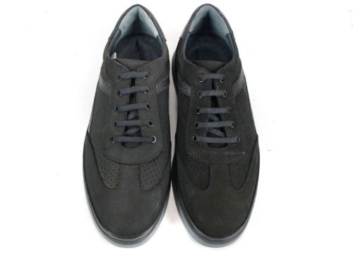 Преоценени мъжки ежедневни летни обувки от естествен набук в черно - Модел Енрике.