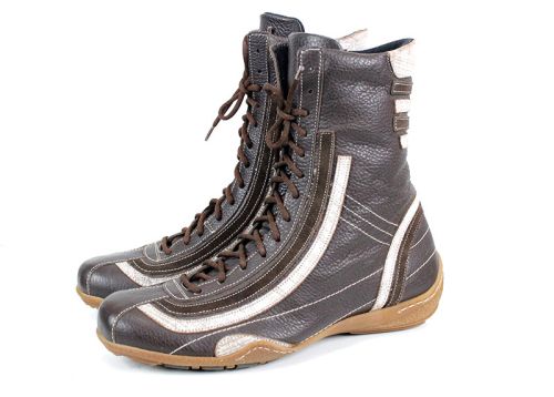 Дамски кубинки от естествена кожа в кафяво - модел Синтия