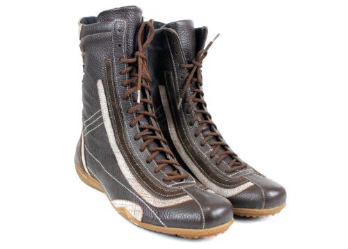 Дамски кубинки от естествена кожа в кафяво - модел Синтия