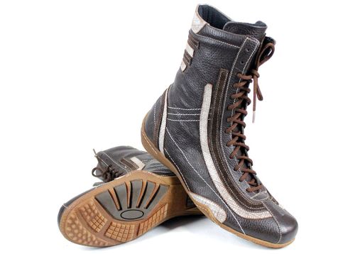 Дамски кубинки от естествена кожа в кафяво - модел Синтия