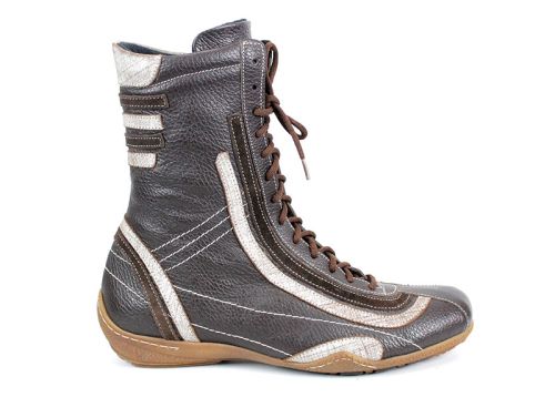 Дамски кубинки от естествена кожа в кафяво - модел Синтия