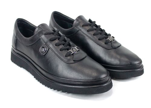 Linea Nova дамски обувки големи размери от естествена кожа в черно