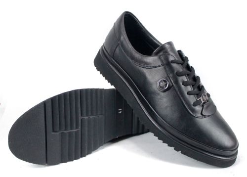 Linea Nova дамски обувки големи размери от естествена кожа в черно