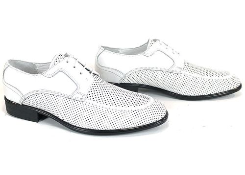Мъжки официални обувки Lorenzo Forma от бяла естествена кожа с перфорация