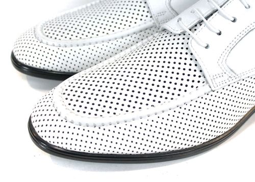 Мъжки официални обувки Lorenzo Forma от бяла естествена кожа с перфорация