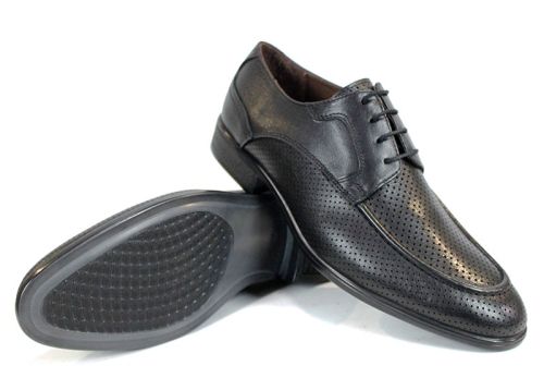 Мъжки официални обувки Lorenzo Forma от естествена черна кожа с перфорация