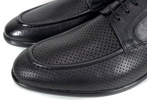 Мъжки официални обувки Lorenzo Forma от естествена черна кожа с перфорация