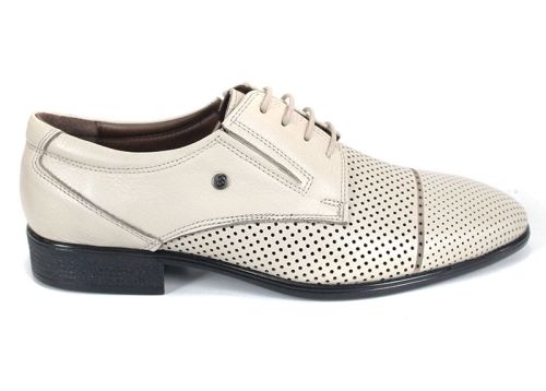 Мъжки официални обувки Vittorio Linea от естествена кожа, бежови, с перфорация