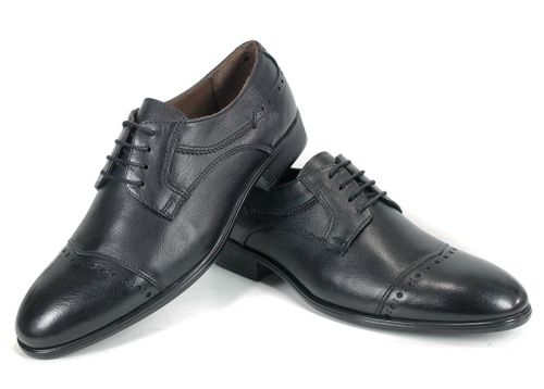 Мъжки официални обувки Marco Stilé от естествена черна кожа